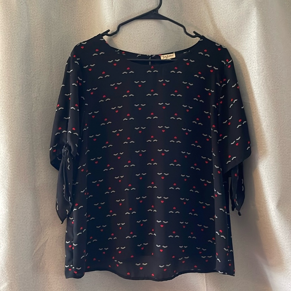 Lips & Lashes Cute Print Blouse | Work Shirt | Work Wear